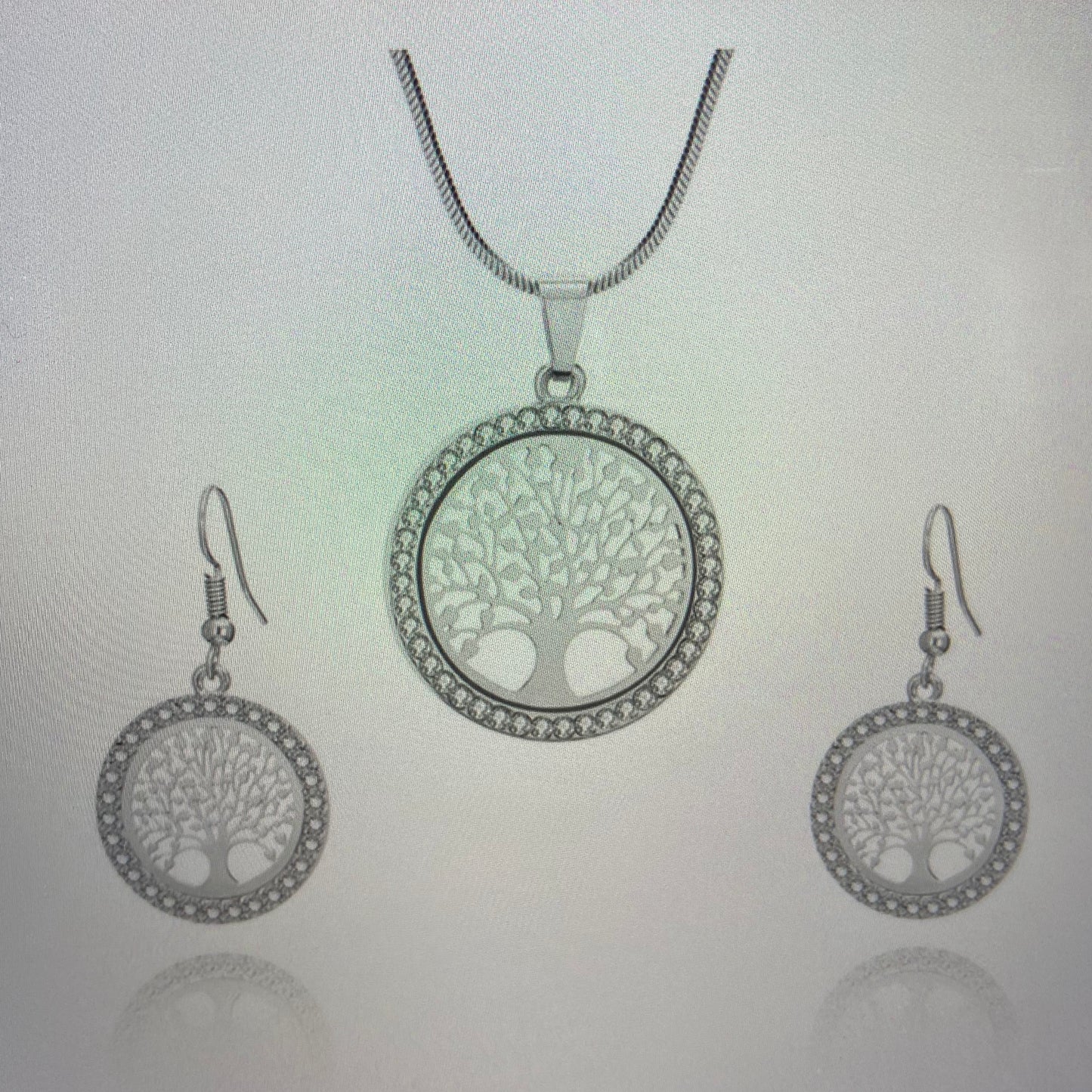 Tree Or Life Silver Necklace & Earrings