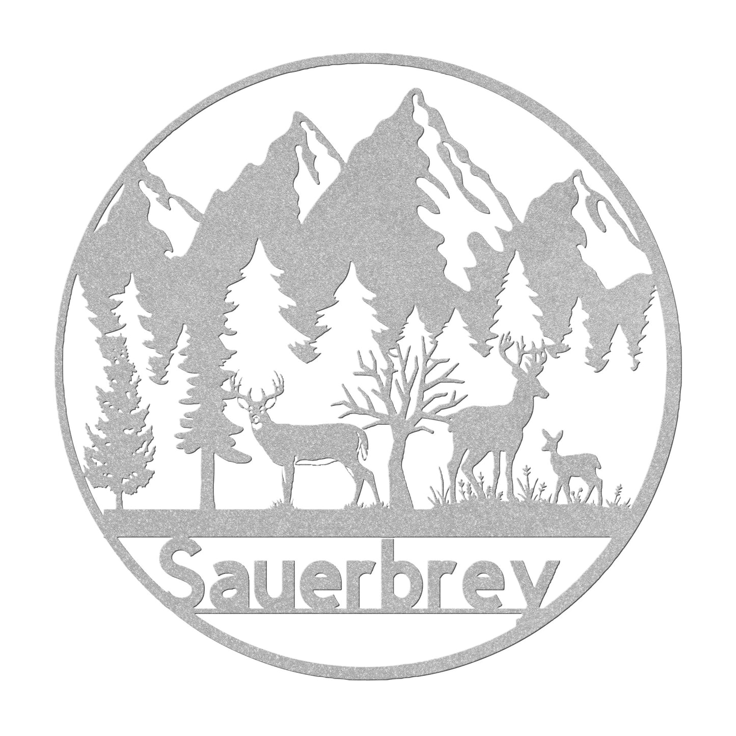 Deer and Mountin Metal Sign