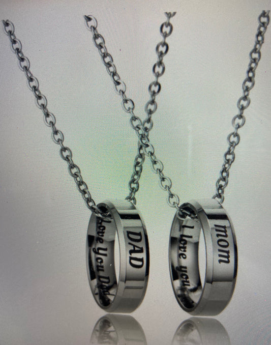2-Piece Stainless Steel Dad & Mom Necklace