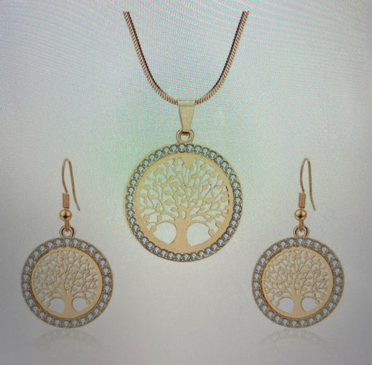 Tree Of Life Necklace & Earrings Set