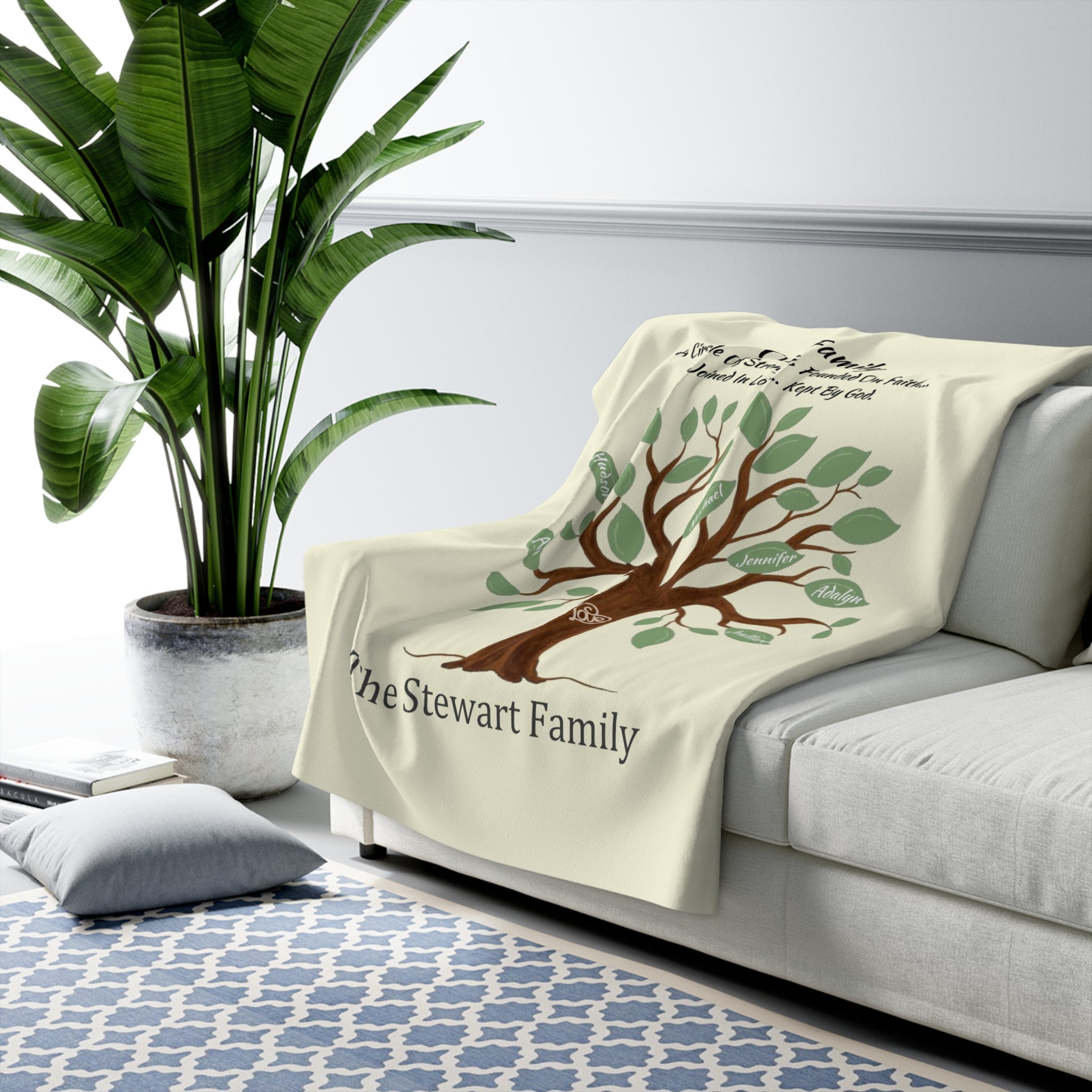 Personalized family discount tree throw blanket